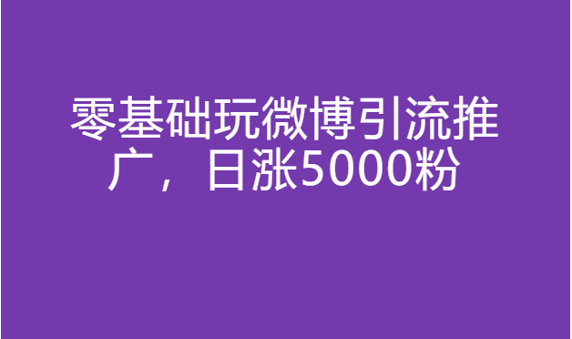 零基础玩微博引流推广，日涨5000粉